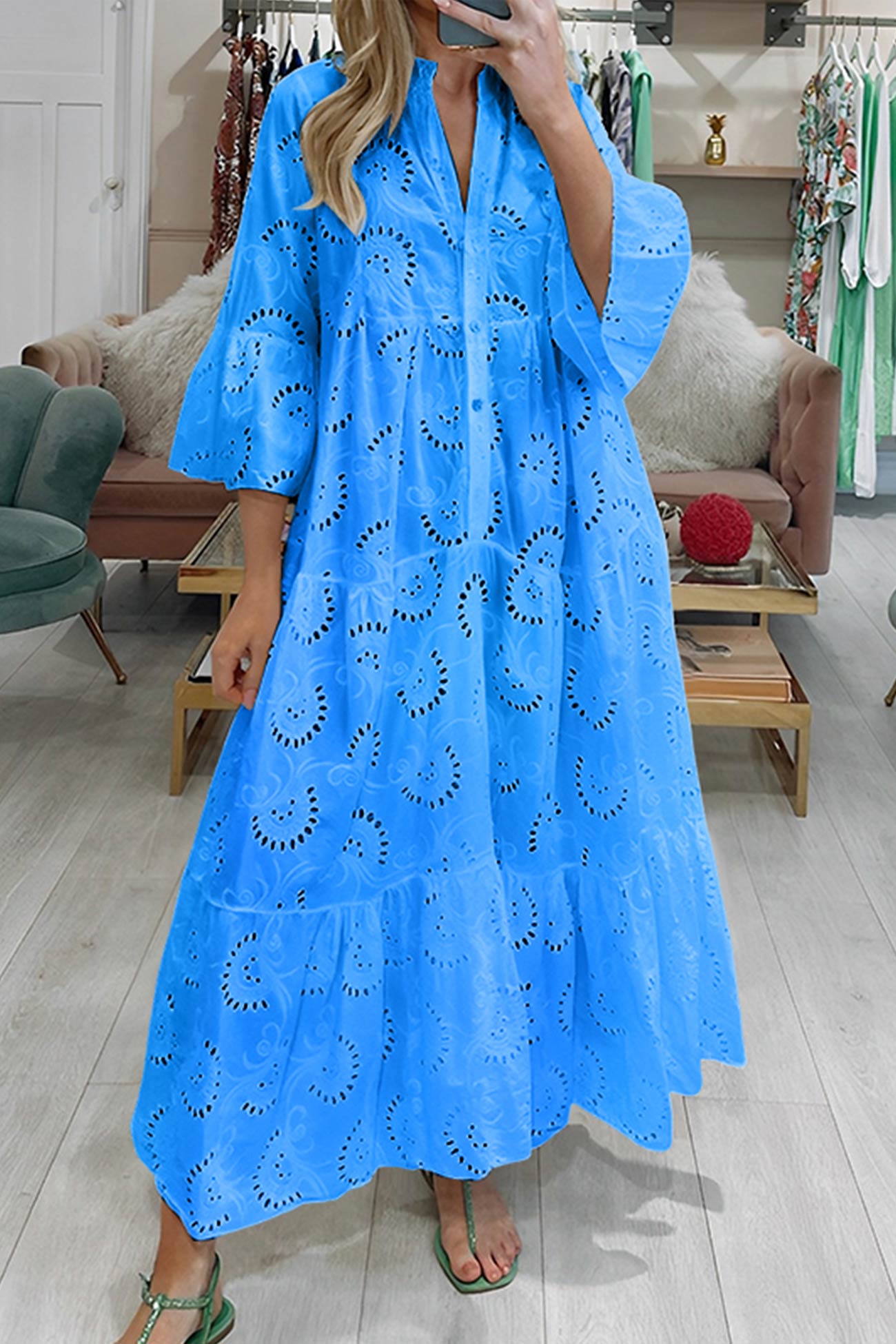 Flora – Maxi-jurk met romantische bloemenprint en vloeiende rok