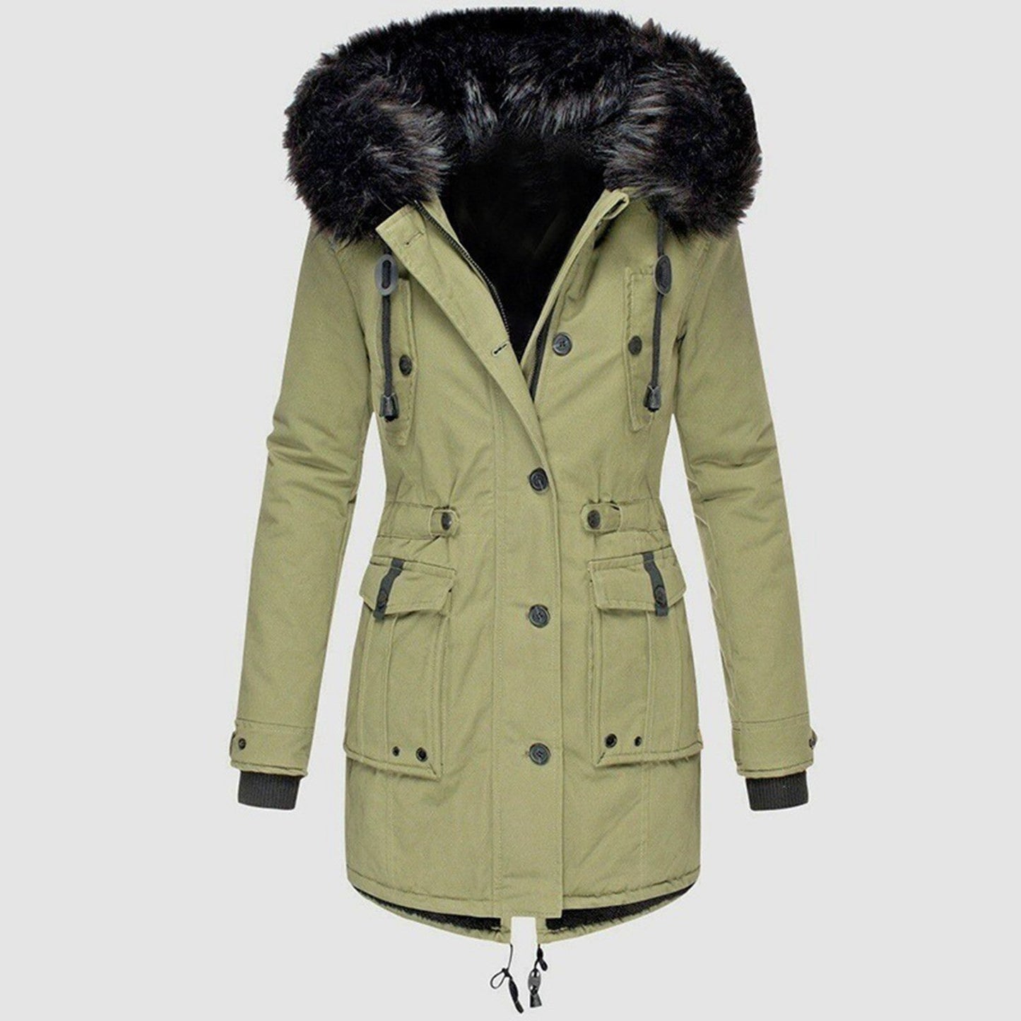 Frieda – dames parka van polyester met capuchon en lange mouwen