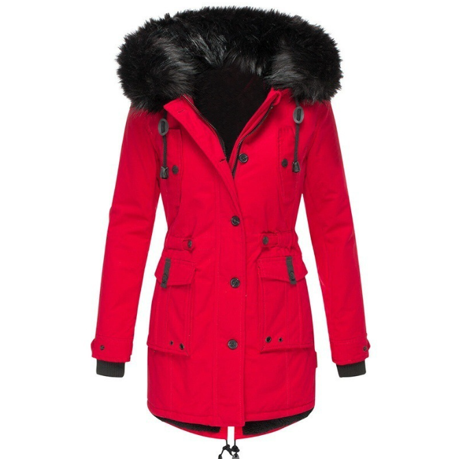Frieda – dames parka van polyester met capuchon en lange mouwen