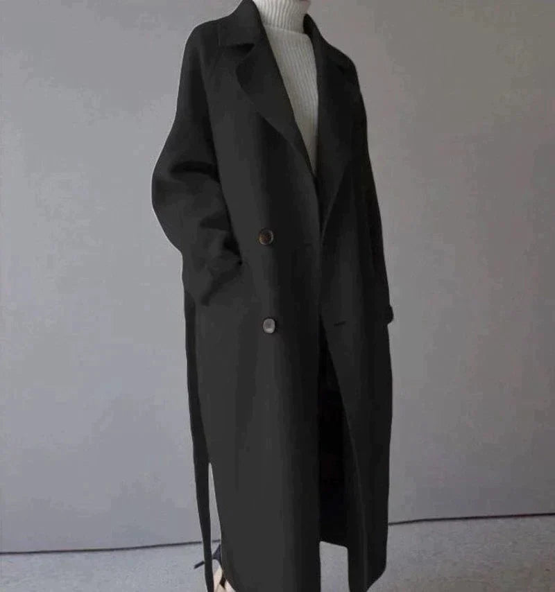 Eleanor – lange winter trenchcoat met klassieke rever