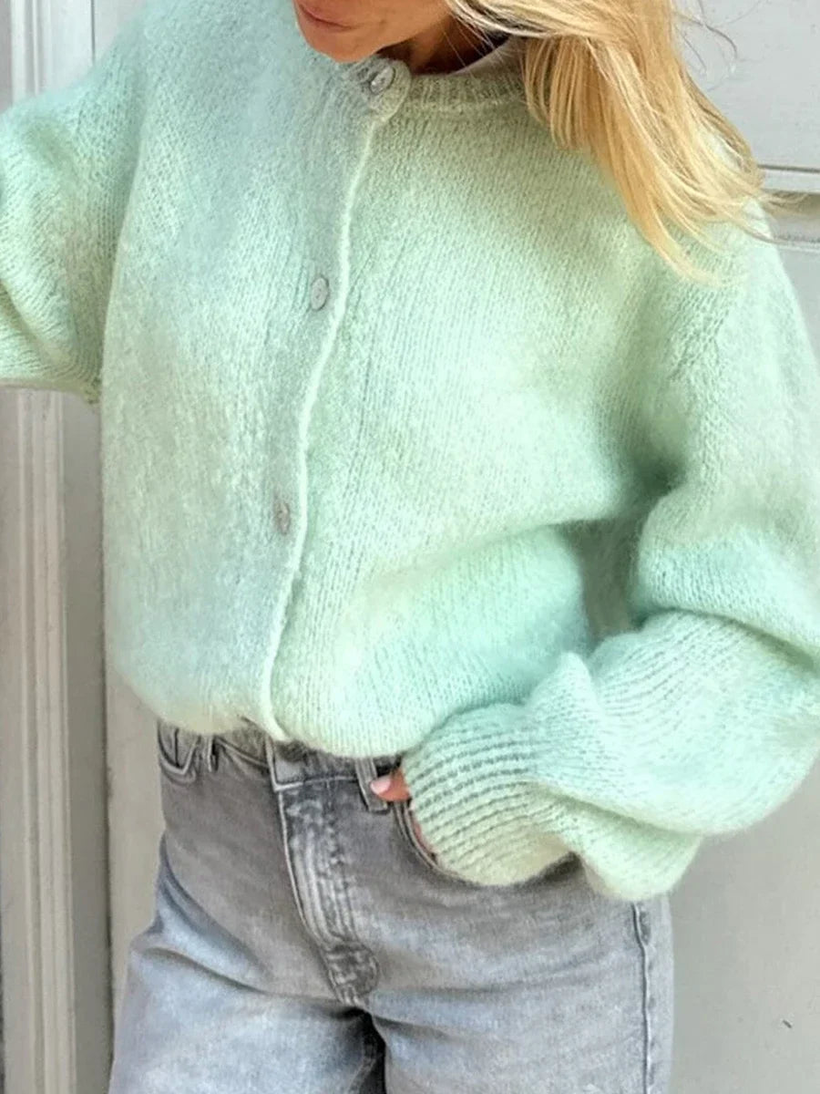 Jade – cropped cardigan vest met jaslook en knitstructuur