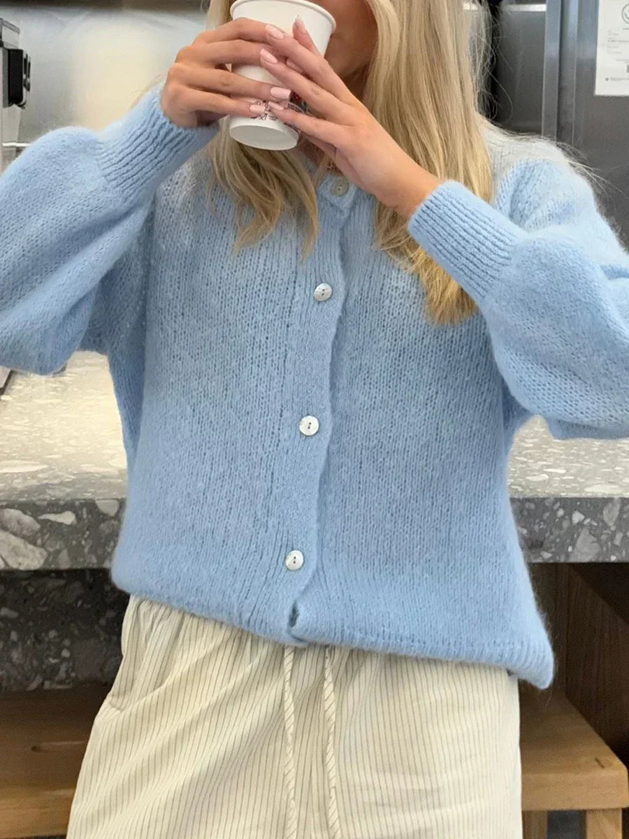 Jade – cropped cardigan vest met jaslook en knitstructuur