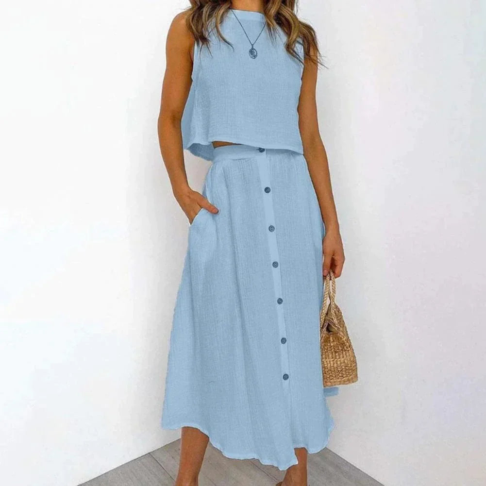 Sophie –  broek-blouseset van zijdezachte viscose