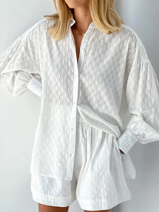 Goldie – Zomer set met lange mouwen top en hoge taille short