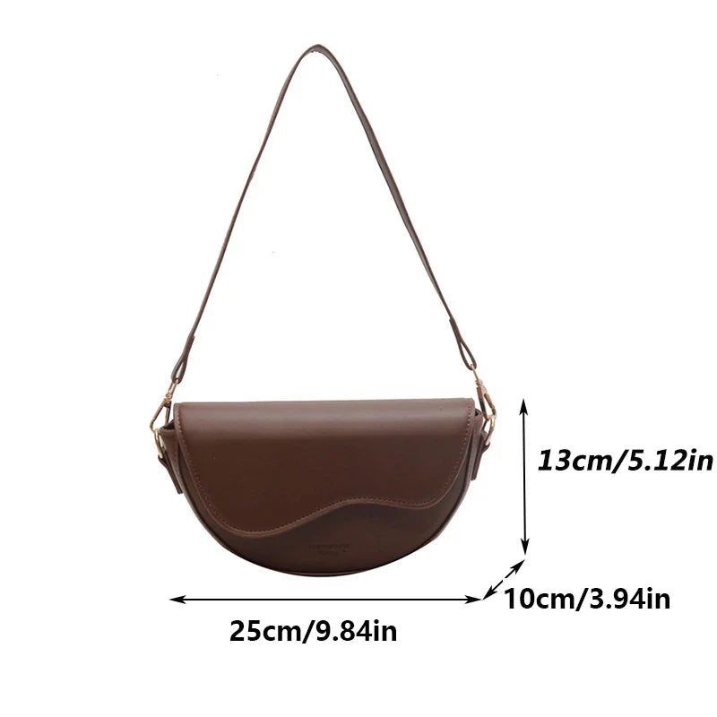 Lena – Vintage Saddle Crossbody Tas Met Flapsluiting En Ronde Vorm