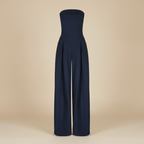 Strapless jumpsuit met hoge taille en wijde pijpen