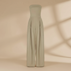 Strapless jumpsuit met hoge taille en wijde pijpen