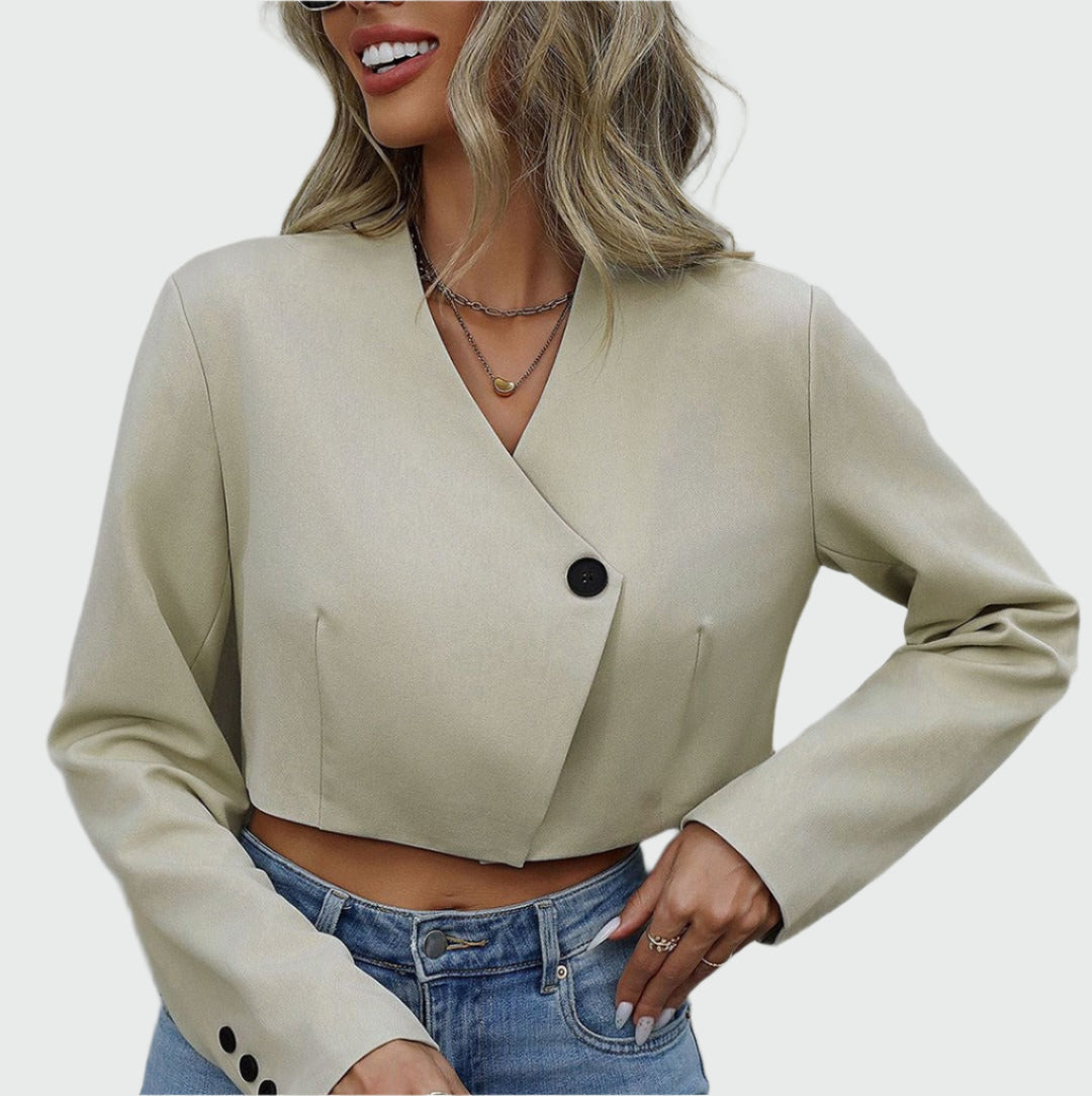 Romy –  cropped jas met structuur en luxe afwerking