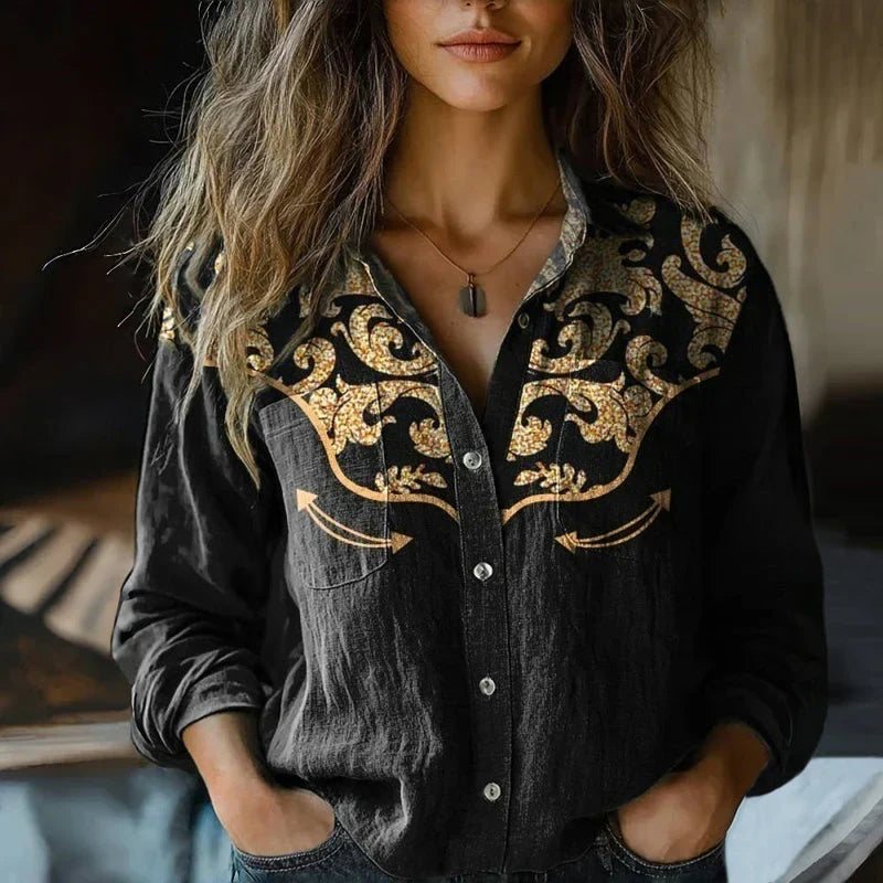 blouse met print en knoopsluiting