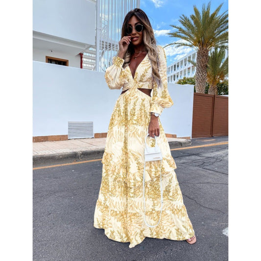 Zendaya – maxi-jurk van viscose met V-hals en elastische taille