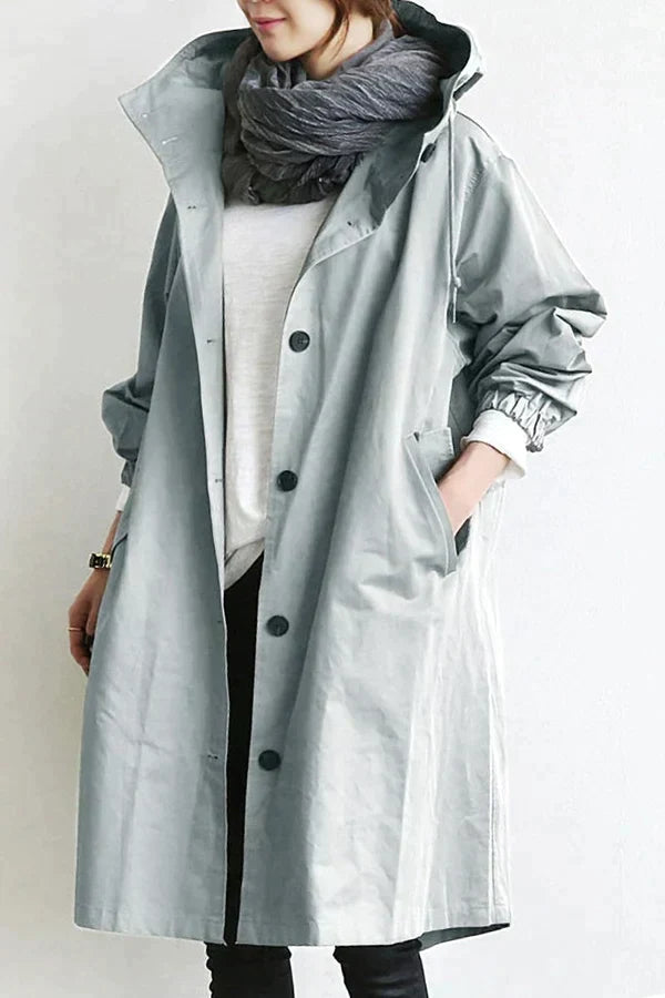 Elena – oversized waterdichte trenchcoat met capuchon
