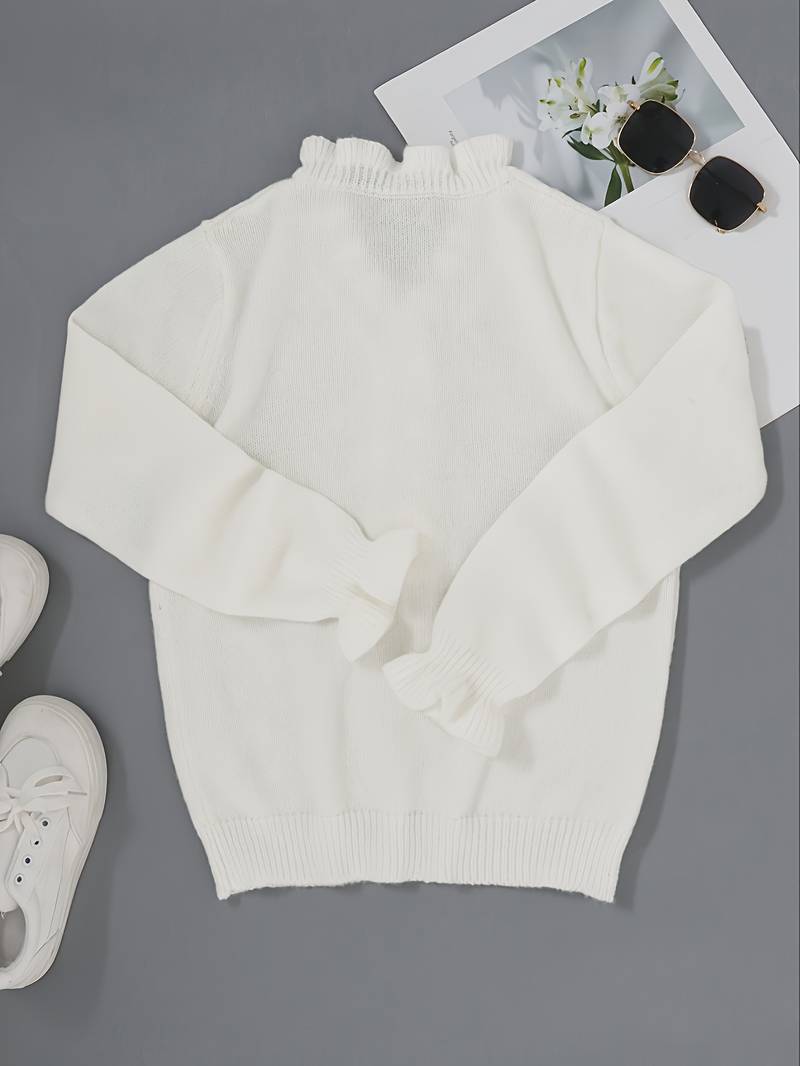 Lena – Gebreide Wollen Blouse Met Ruffle Mouwen