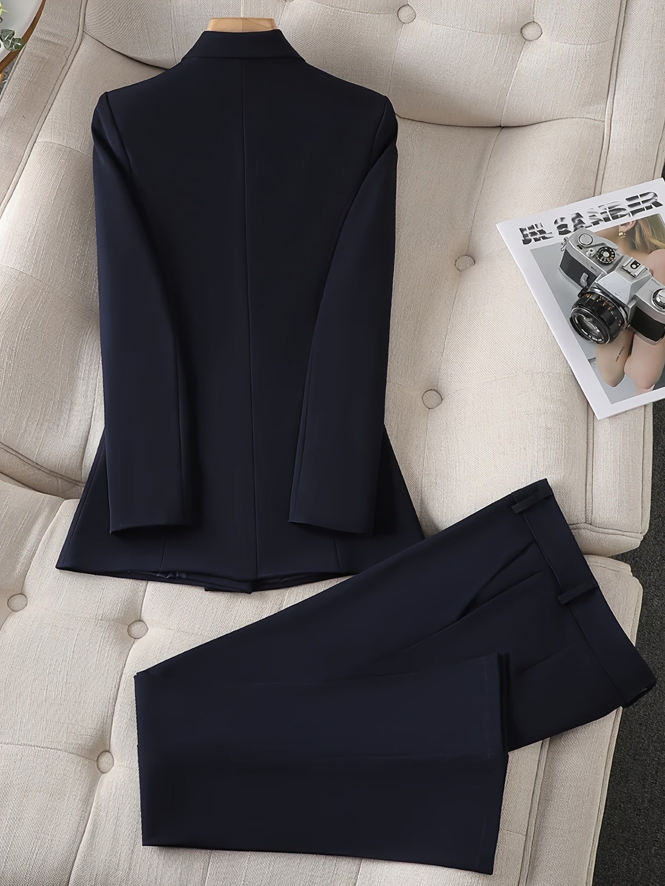 Vivian – double-breasted blazer set met effen kleur en klassieke snit