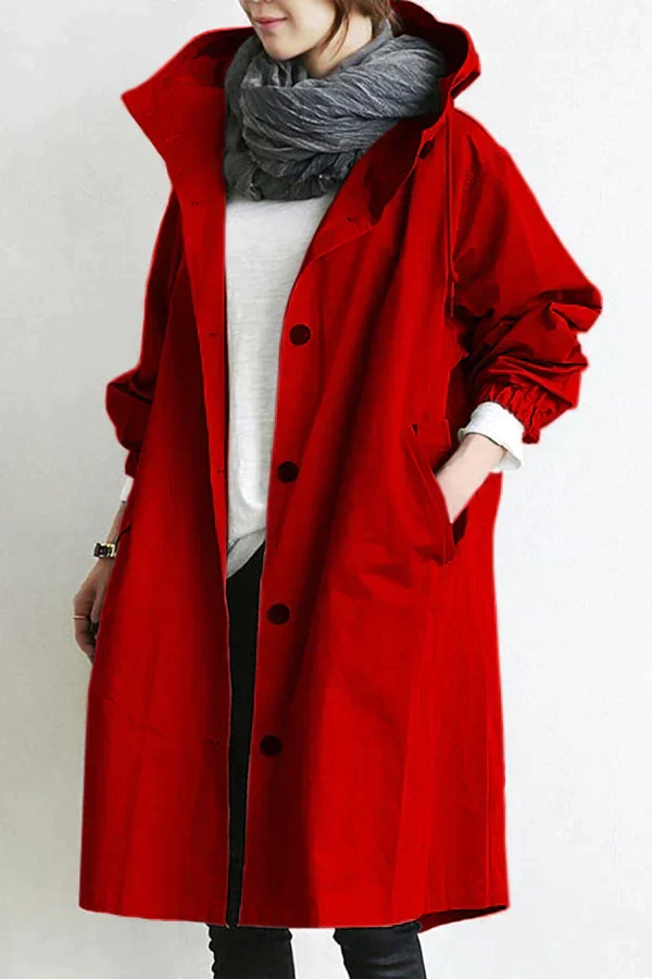 Elena – oversized waterdichte trenchcoat met capuchon