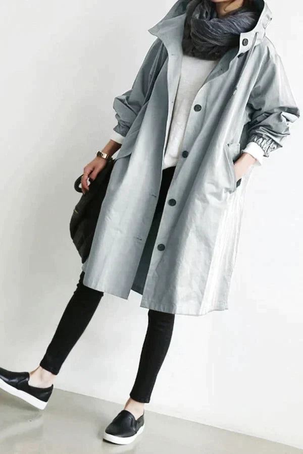 Elena – oversized waterdichte trenchcoat met capuchon