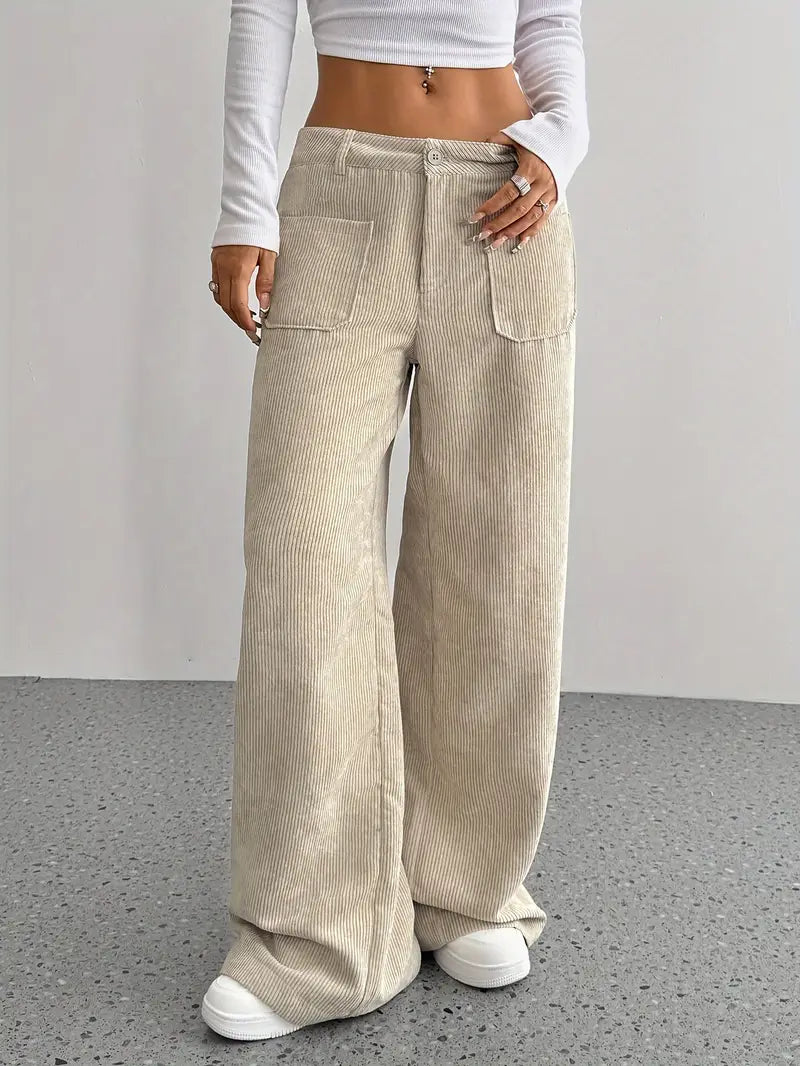 Elena – Corduroy Broek Met Wijde Pijpen