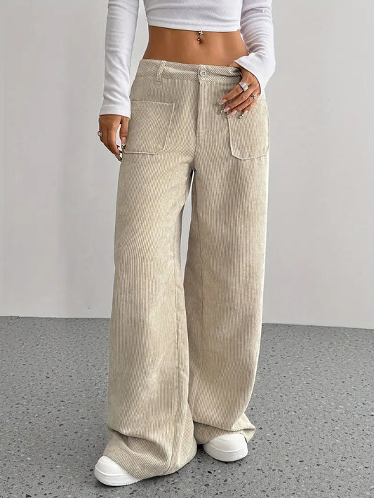 Elena – Corduroy Broek Met Wijde Pijpen