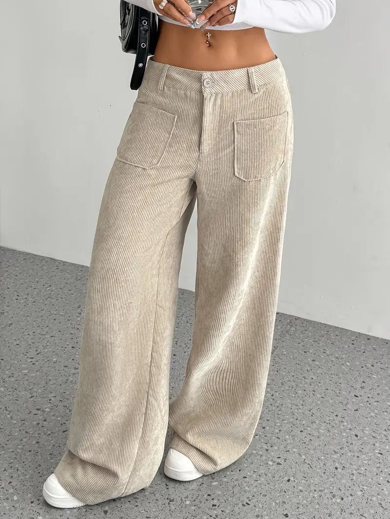 Elena – Corduroy Broek Met Wijde Pijpen