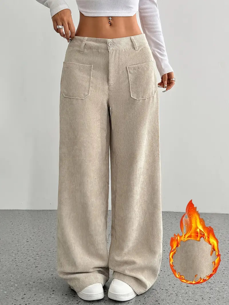 Elena – Corduroy Broek Met Wijde Pijpen