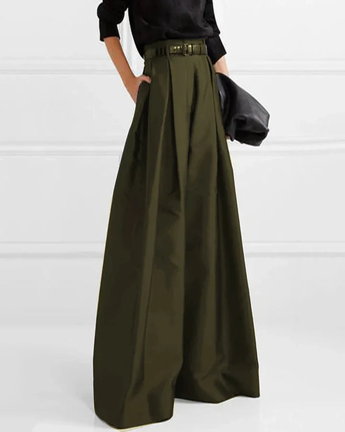 Julia – Zwarte Maxi Rok Met Hoge Taille En Wijde Pijpen