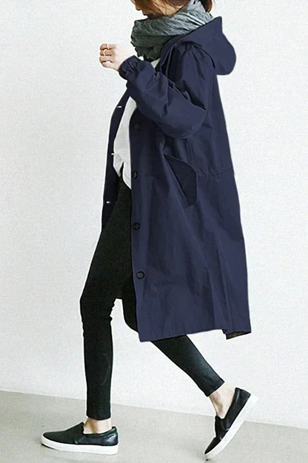 Elena – oversized waterdichte trenchcoat met capuchon