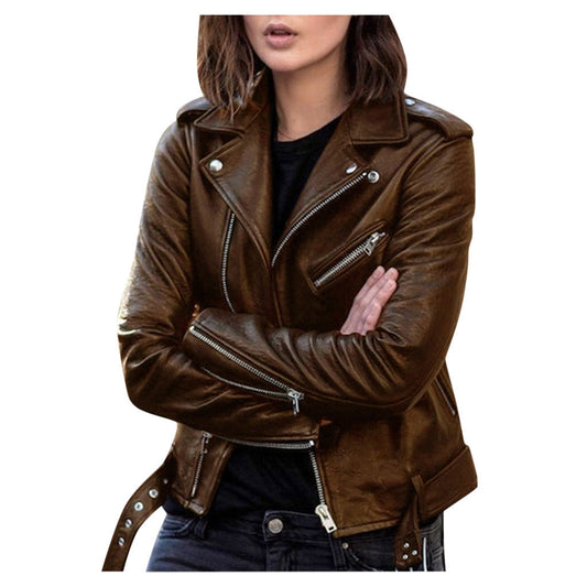 Élise – vintage leren jacket met ritssluiting