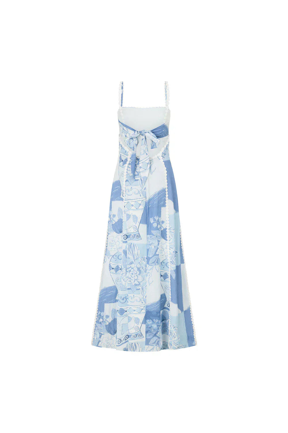 Elisa – Maxi jurk in chiffon met halflange mouwen hoge taille en diepe ruglijn