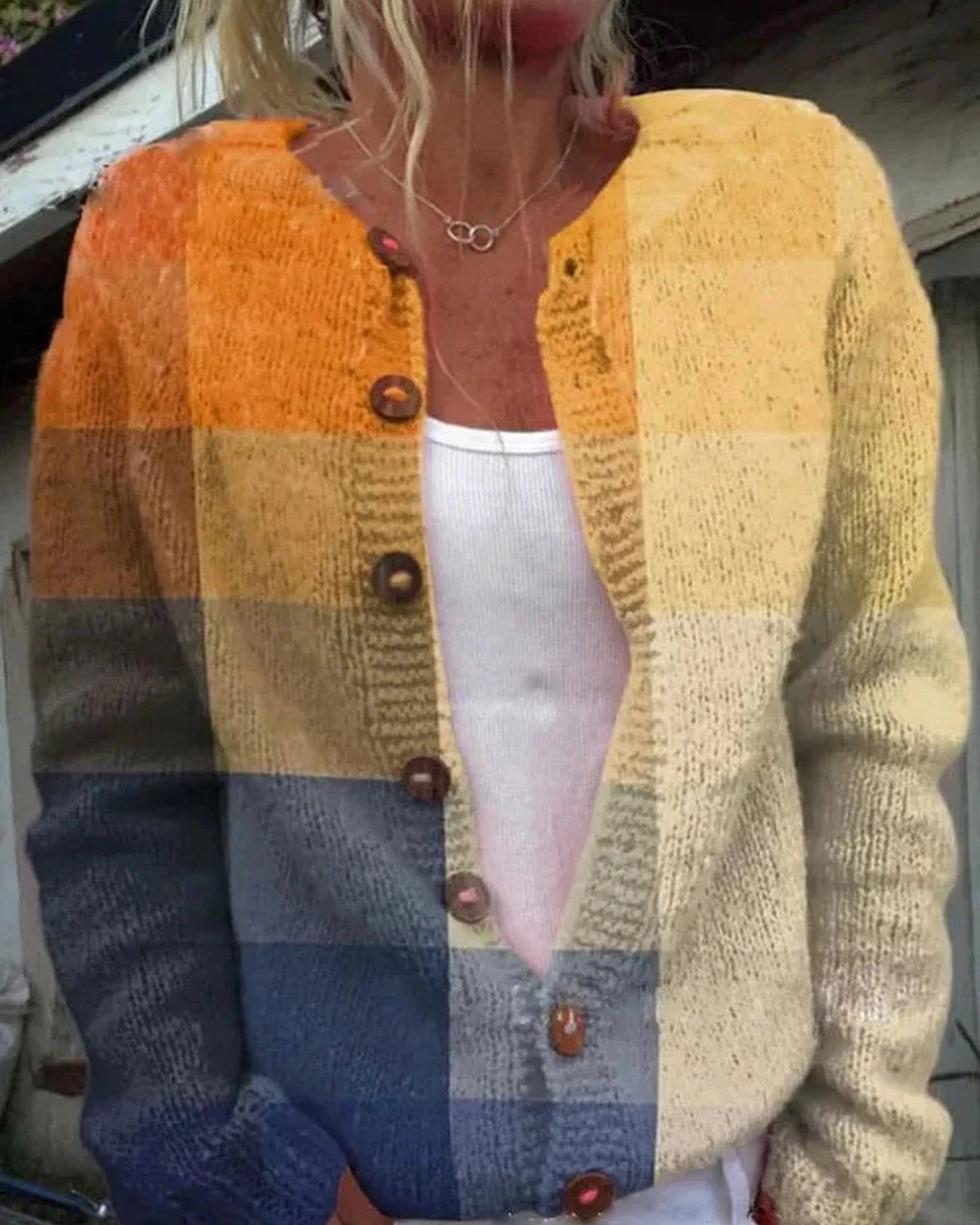 Flora – Gebreide Cardigan Vest Met Bloemenpatroon En Knopen