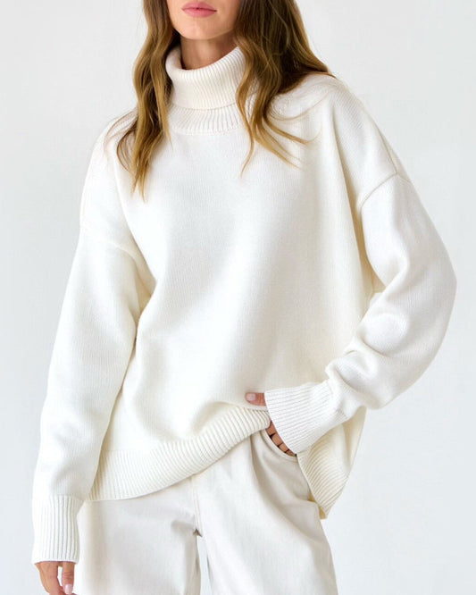 Femke – oversized cotton coltrui met lange mouwen en heuplengte