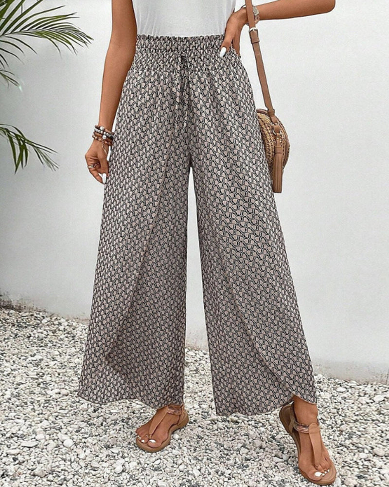 Luchtige dames broek met wijde pijpen en hoge taille