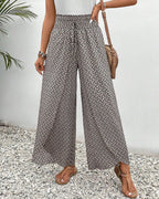 Luchtige dames broek met wijde pijpen en hoge taille