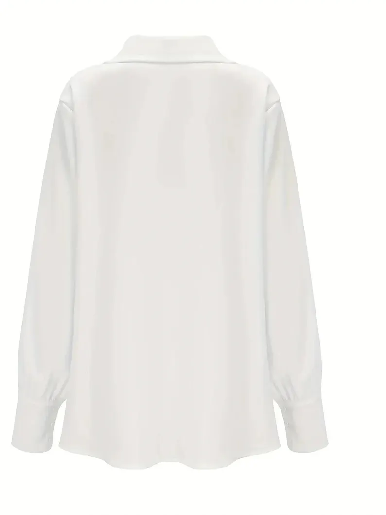 Celeste – Satijnen Blouse Met Watervalhals En Lange Mouwen