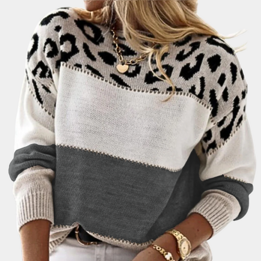 Cheyenne – oversized gebreide trui met luipaardprint
