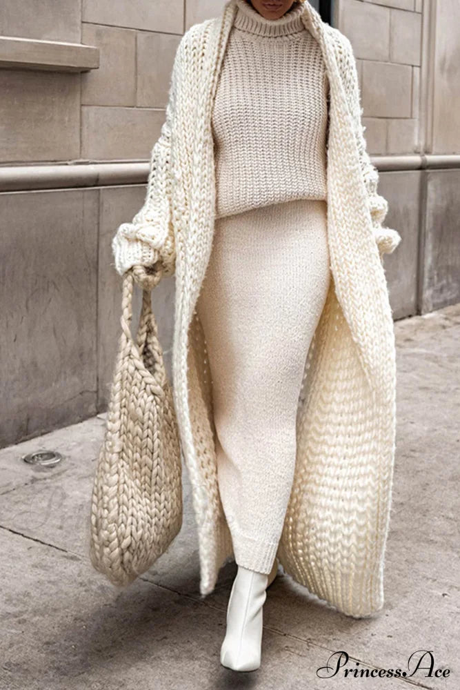 Fay – oversized gebreide cardigan vest met patroon