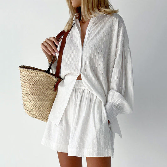 Isla – Katoenen Zomer Set Met Button-up Shirt & Relaxed Shorts