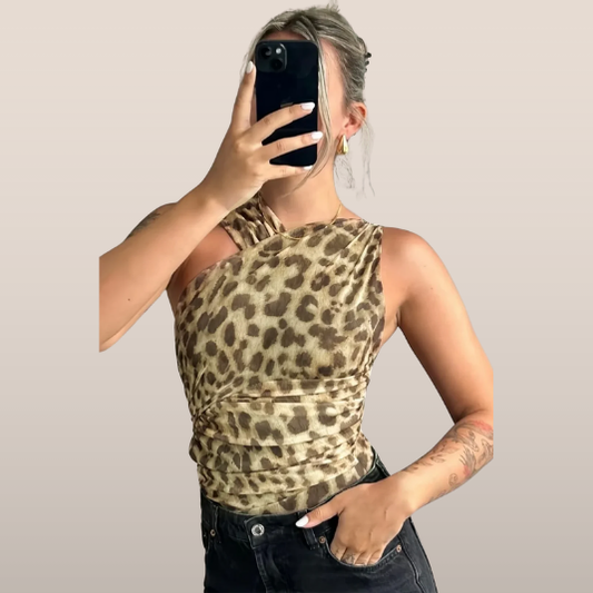 Zara –  asymmetrische zomer top met panterprint