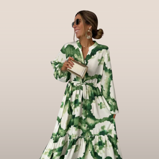Mila – Maxi-jurk met zomer groen patroon