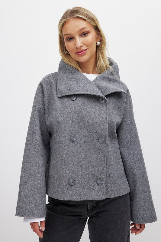 Elise - Korte Oversized Dubble breasted Wollen Jas