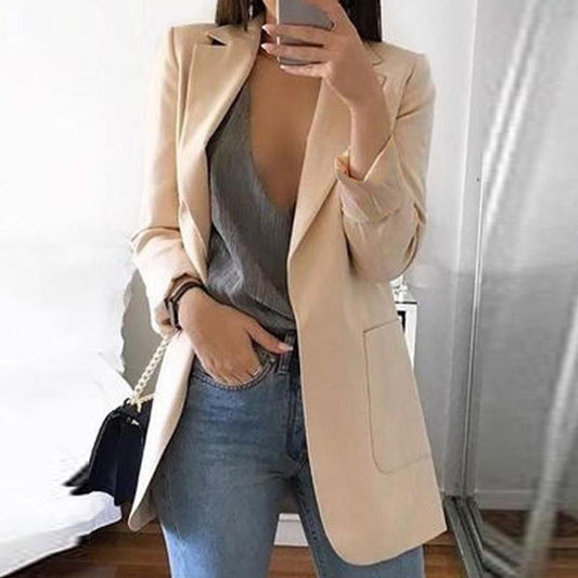 Isabella – dames blazer van katoen-polyester mix met omgeslagen kraag
