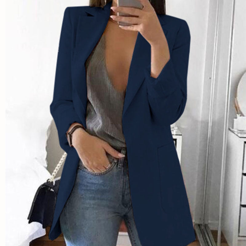 Isabella – dames blazer van katoen-polyester mix met omgeslagen kraag