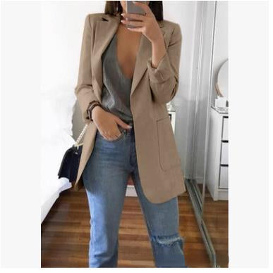 Isabella – dames blazer van katoen-polyester mix met omgeslagen kraag