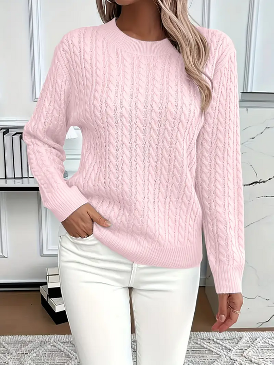 Mireille – gebreide trui met kabelmotief en lange mouwen