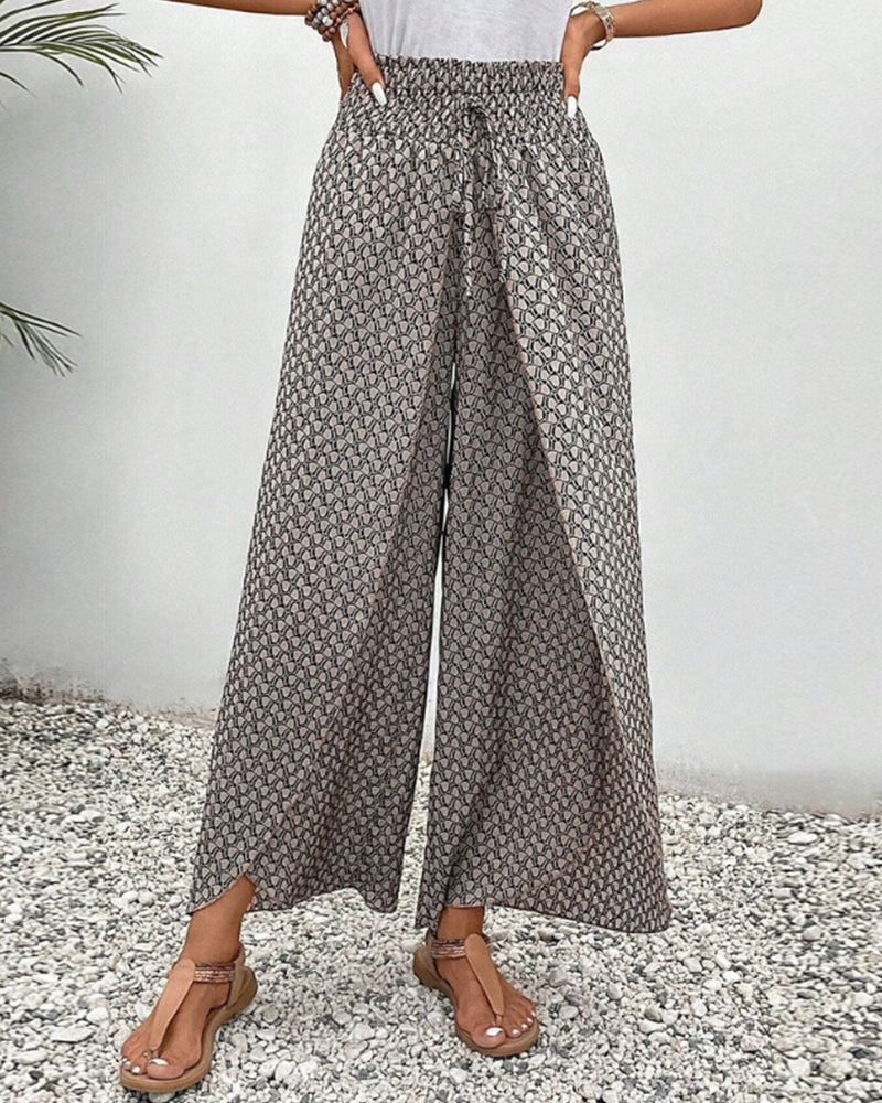 Luchtige dames broek met wijde pijpen en hoge taille