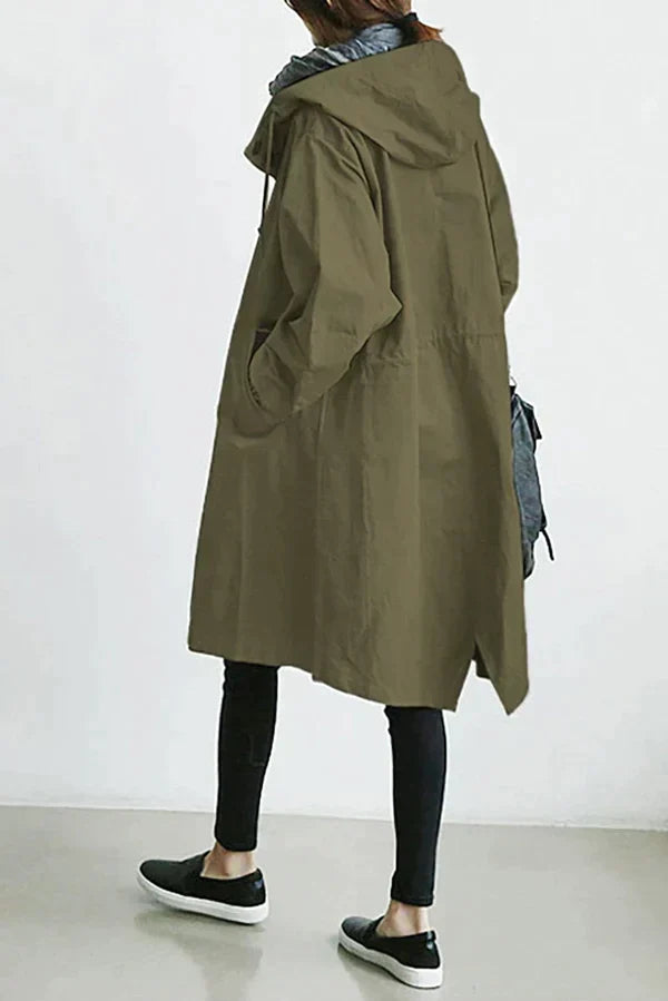 Elena – oversized waterdichte trenchcoat met capuchon