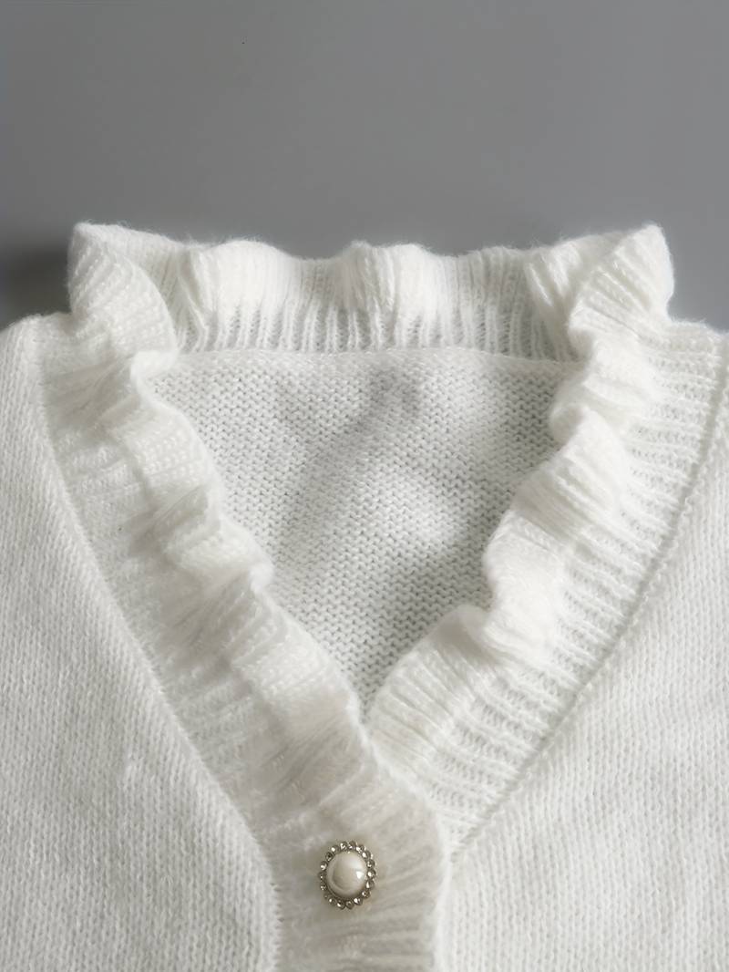 Lena – Gebreide Wollen Blouse Met Ruffle Mouwen