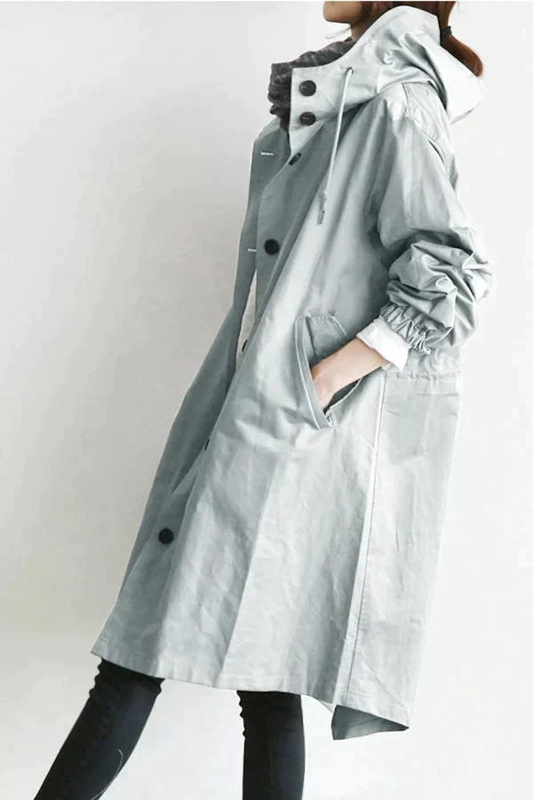 Elena – oversized waterdichte trenchcoat met capuchon