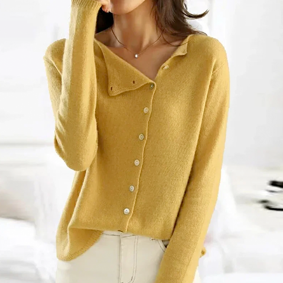 Nina – dames cardigan-vest met knopen en ronde hals