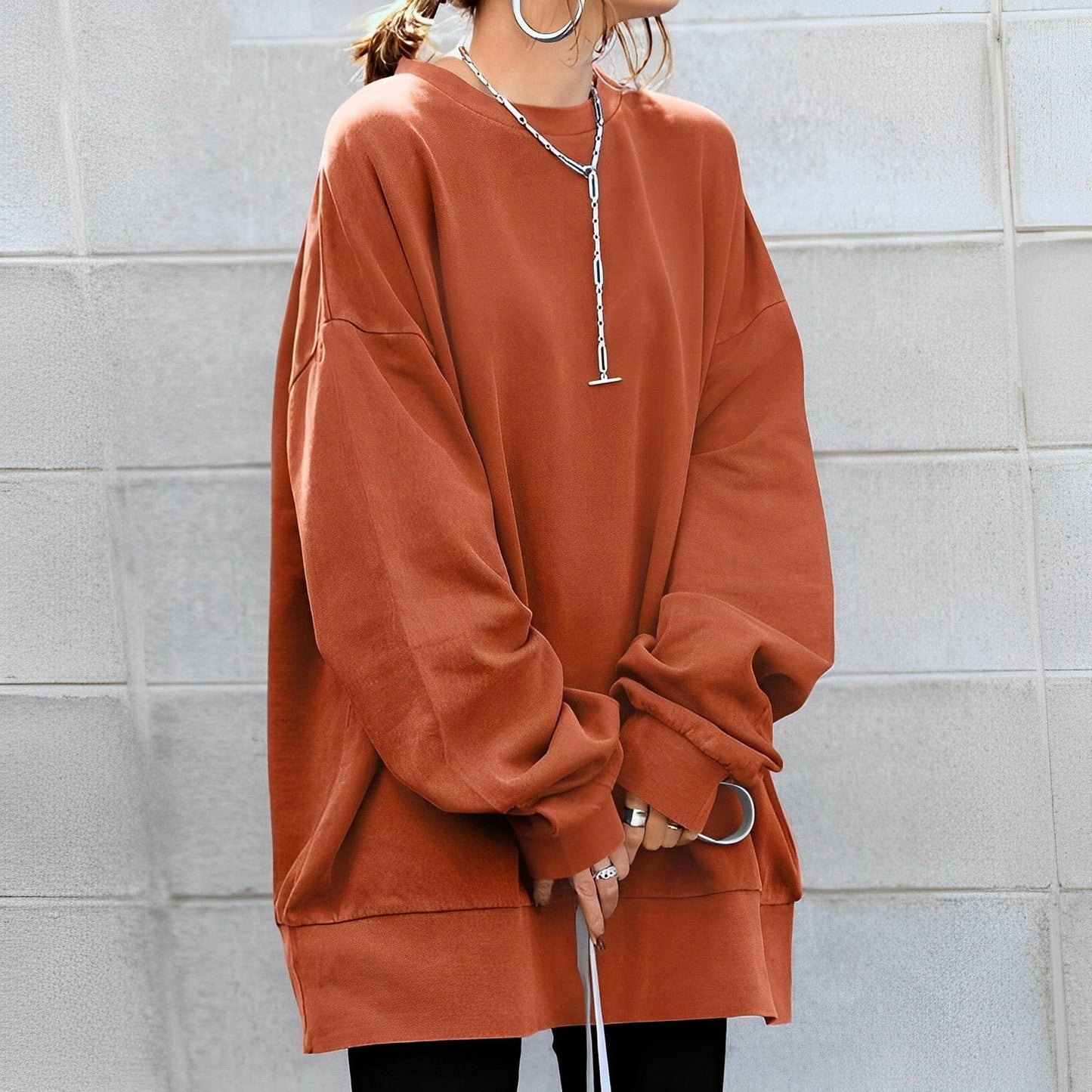 Clara – oversized cotton pullover sweatshirt met longline fit