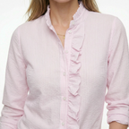 blouse met ruches en opstaande kraag