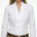blouse met opstaande kraag en sierknopen